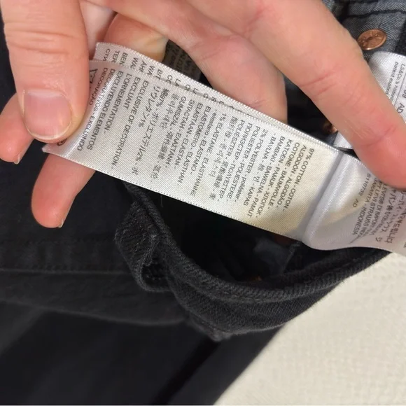 Levi's Wedgie Straight High Rise Denim Jeans Pants Black Sprout Size 27 - Picture 12 of 12